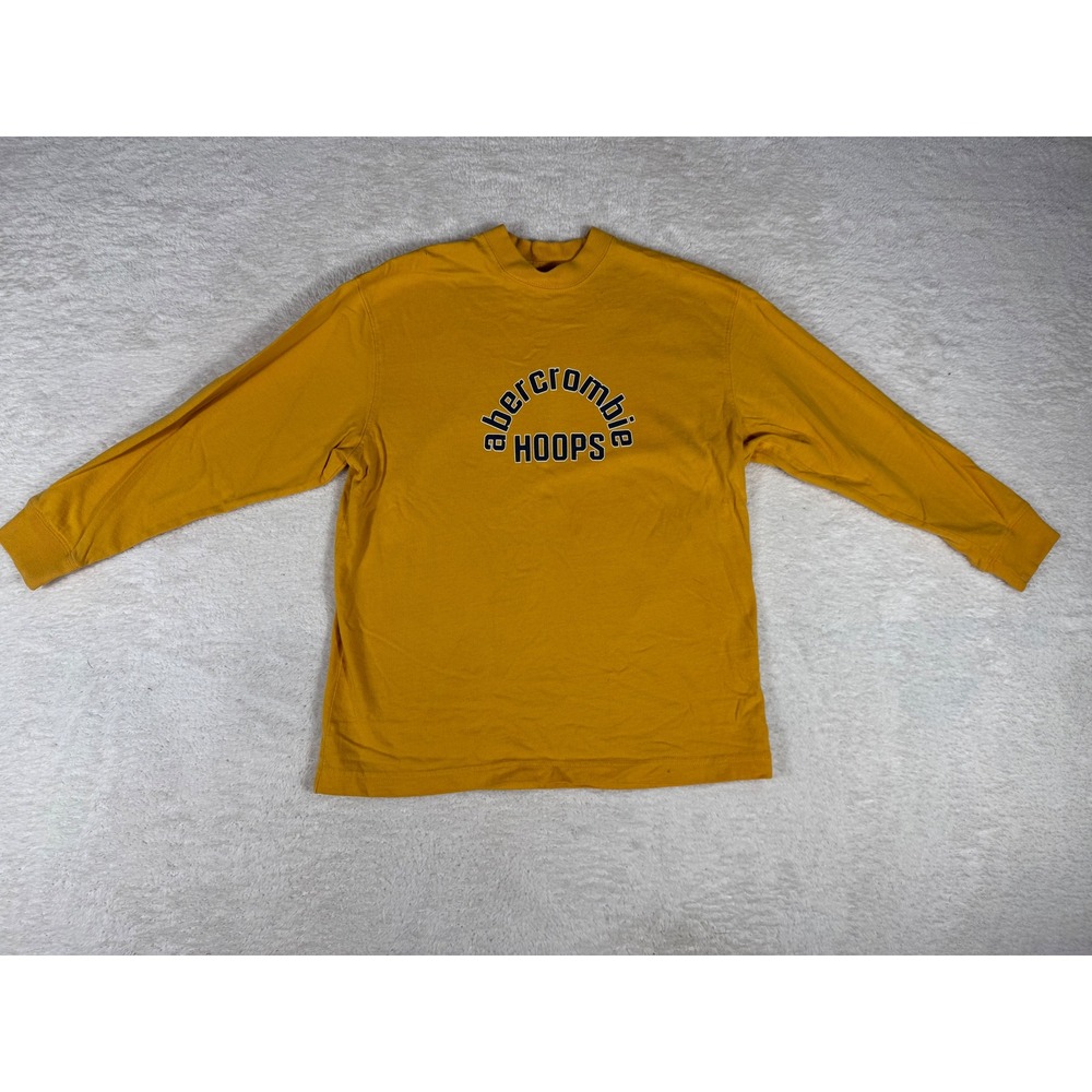 Abercrombie Hoops Long Sleeve Kids S Yellow Y2K Graphic Vintage Sport Tee